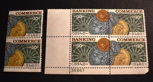 1975 US Stamps Scott #1577-1578 - 10 Cent Plate Block + 2 - Banking - MNH - Picture 1 of 2