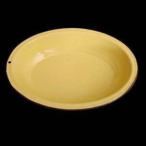 Vintage Yellow & Brown Enamelware Baking Pan 13"x9"x3" Speckled Roaster Dish - Picture 1 of 3