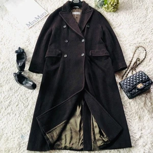 Max Mara Long Coat Actress Collar Silver Tag Wool Size 38/US:4 127738K Authentic - Picture 1 of 10