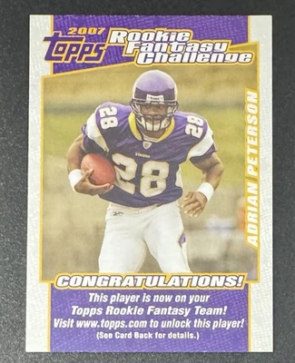 Adrian Peterson 2007 Topps Rookie Fantasy Challenge #2 - Minnesota Vikings - Image 1 of 2
