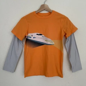 Tea Collection Long Sleeve T Shirt Boys Size 12 Orange Airplane - Picture 1 of 11