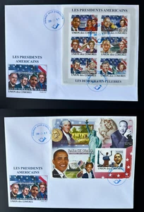 Comores Comoros 2008 FDC USA President Obama Clinton Kennedy Washington IMPERF - Picture 1 of 1