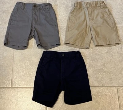3 Pairs of Old Navy Boys Size 6 Built-In Flex Slim Casual Shorts - Tan/Gray/Blue - Image 1 of 4