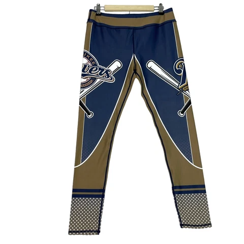 Milwaukee Brewers Leggings Stretch Pants Women XXL 28" Inseam MLB Baseball Blue Cover