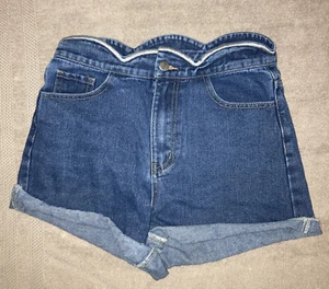 Hayden Los Angeles Damen hohe Leibhöhe blaue Jeans Denim Shorts Größe SMALL - Bild 1 von 6