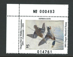 Bigjake: OR11, $5.00 Mallards, 1993, Oregon State Duck Stamp - Picture 1 of 1