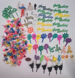 Aprx 200+ Vintage Plastic Flower Candle Holders, Celebration Cake Toppers Bundle - Picture 1 of 21