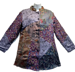 Nwt SACRED THREADS hippie boho pocket patch rayon twill lined JACKET COAT TOP S - Picture 1 of 7