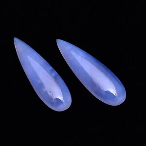 22.63 Ct Natural Purple Blue Chalcedony pear Cab Loose gemstone Earrings pendant