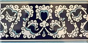 Defektes 40er Set blaue 4"x8" türkische osmanische Iznik Muster Keramikfliese BORDÜRE - Bild 1 von 5