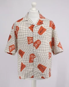 EDWIN SHOGI SHIRT MENS COTTON LINEN SHORT SLEEVE BEIGE RED RRP £140 AD - Picture 1 of 6