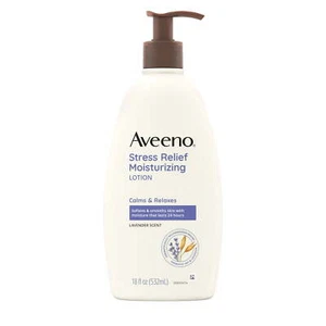 Aveeno Stress Relief Moisturizing Body and Hand Lotion Lavender Scent, 18 oz - Picture 1 of 7
