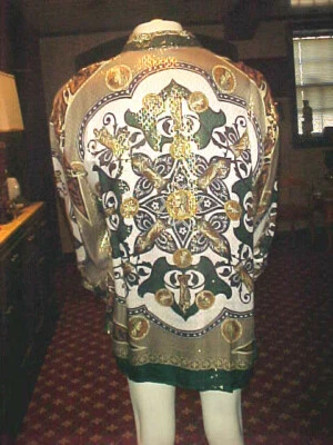 CAMISA DE SEDA METÁLICA VINTAGE PARA HOMBRE ALBERTO CELINI BARROCA ROMANA CÉSAR 2XLARGE WOW Foto 1 de 4