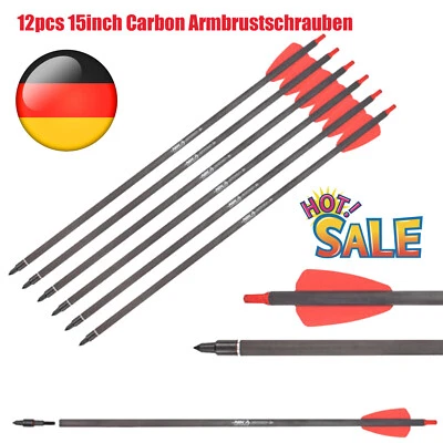 FORARCHERY-2020 12 Stück 15" Armbrust Pfeile Carbon Bolzen für Ek Archery Adder Cobra System R9
