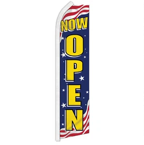 Now Open Swooper Flutter Feather Advertising Flag Open Flag We're Open Patriotic - Picture 1 of 2