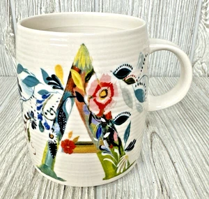 Anthropologie Monogram Ribbed Mug Initiale "A" Starla Halfmann Petal Palette - Bild 1 von 12