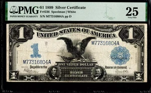 1 $ 1899 Silber Zertifikat, Fr. 236 BLACK EAGLE Lincoln + Grant Great Look PMG Sehr guter Erhaltungszustand 25 - Bild 1 von 2