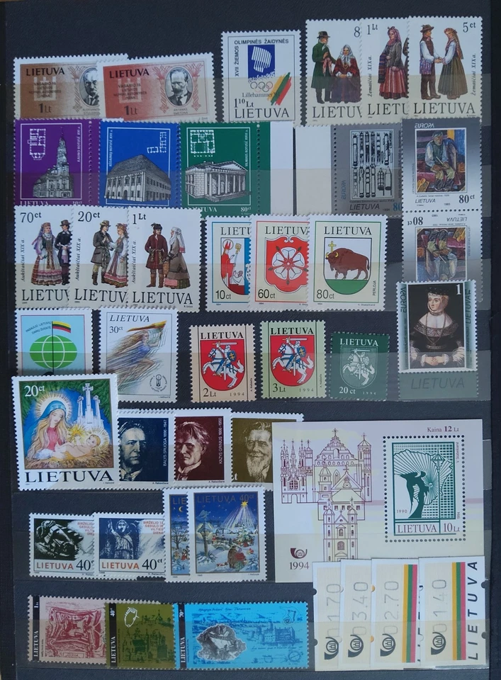 LIETUVA LITUANIA LITUANIA 1994-1996 temática mixta MNH** Foto 1 de 1