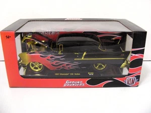 M2 Machines 1957 Chevrolet 150 Sedan Blk/Flames Ground Pounders CHASE 1:24 - Picture 1 of 3