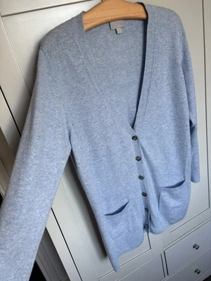 Pure Collection Long baby blue super soft  100% Cashmere Cardigan - size 20  - Image 1 of 4