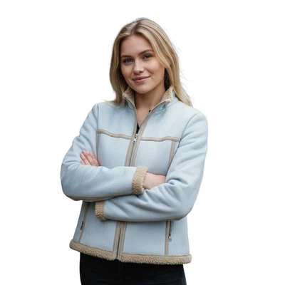 Chaqueta Hanna Andersson Mujer M Azul Imitación Gamuza Forrada Sherpa Cálida Acogedora Invierno Foto 1 de 4