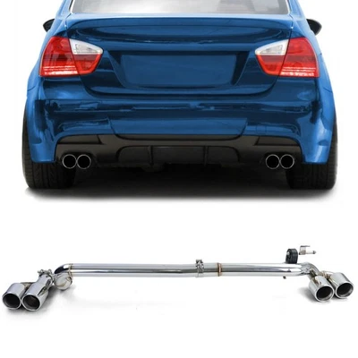 Terminale di Scarico Duplex 4 Tubi Kit Trasformazione per BMW Serie 3 E90 E91 323 325 328 330 - Immagine 1 di 4