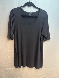 Vestido midi jersey negro manga 3/4 Eileen Fisher talla XL minimalista contemporáneo - Imagen 1 de 4