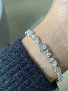 1ct Each Multi-shape VVS Lab Grown Diamond Tennis Bracelet in 18k White Gold - Picture 1 of 11