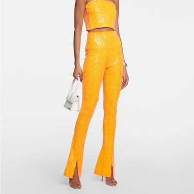 NUEVO Leggings Norma Kamali Embellecidos Tiro Alto Lentejuelas Naranja Espada Abertura Grandes Foto 1 de 4