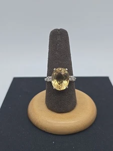 Anillo de plata de ley y citrino talla 8 - Imagen 1 de 7