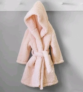 Kids L, 8-10 Sherpa Hooded Robe in Light Pink, Kids Robe, Kids Clothing *New - Picture 1 of 4