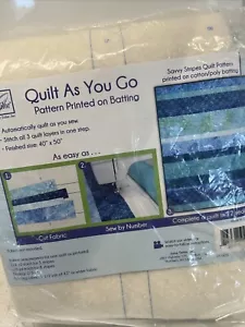 June Tailor Quilt As You Go Printed Quilt Pattern On Batting- Savvy Stripes COZY - Picture 1 of 6