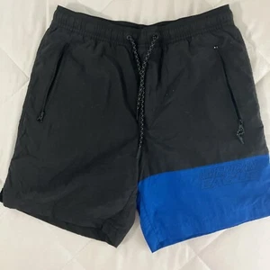 American Eagle mens extra small swim trunks black & blue shorts w/ zip pockets - Picture 1 of 7
