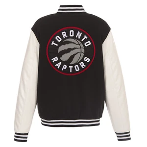 NBA Toronto Raptors Reversible Fleece Jacket PVC Sleeves Embroidered Logo JHD - Foto 1 di 6