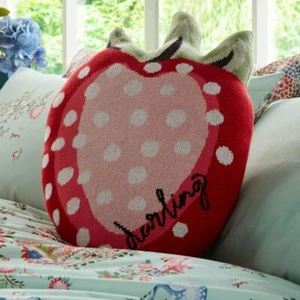 Cath Kidston 1 x STRAWBERRY DREAMS Pink Cotton Cushion - Picture 1 of 2