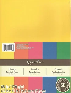 Primary Red, Blue Recollections 8.5x11" Cardstock Scrapbook Paper New 50 Sheets - Picture 1 of 1