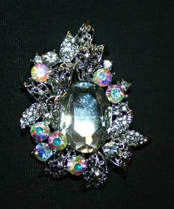 Women's Accessories, Silver Color Pin with Rhinestone, Brooch, Mother's Day Gift - Picture 1 of 5