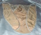 Vintage String Bikini Panties w Lace Details Polyester Spandex Beige S 34'