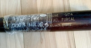 Rafael Furcal Game Used & Signed Atlanta Braves 2003 NLDS Uncracked Bat W/ LOA - Picture 1 of 12