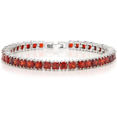 15.00 Ct Princess Cut Madeira Citrine 925 Sterling Silver Tennis Bracelet 7 Inch - Image 1 of 2