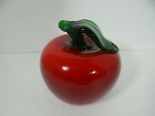 Large Red Glass Apple Green Stem Hand Made Home Design HQT 4" Tall