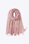 Embroidered With Tassels Glitter Diamante Scarf Large Size Hijab Shawl Wrap
