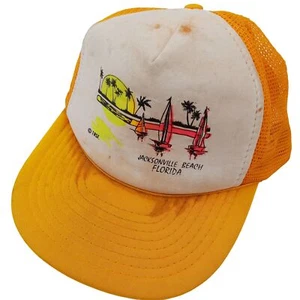 Cappello da baseball invecchiato Jacksonville Beach FL cappello camionista regolabile grungy bene - Foto 1 di 8