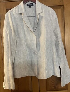 Karen Kane Linen Women’s Blazer Medium Jacket Oatmeal Single Button Unstructured - Picture 1 of 8
