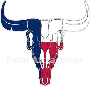Calcomanía de vinilo pegatina calavera Texas Flag Bull S2 caza vaca del sur tx granja estatal - Imagen 1 de 1