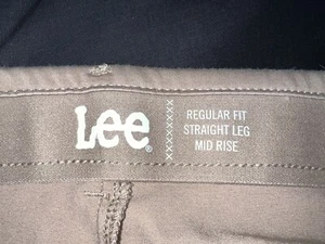 Lee Regular Fit Stretch Straight Leg Slash Pocket Mid Rise Tan Women Pant SZ 14M - Picture 1 of 5