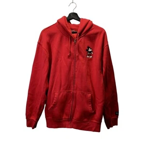 Disneyland Jacket Size S Red Mickey Mouse Embroidered Zip Up Fleece Lined Hoodie - Picture 1 of 13