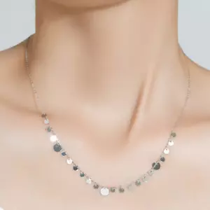 Authentic 18K White Gold Necklace Round Charms Tiny Chain For Women 1.45g - Picture 1 of 3