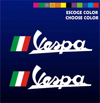 2 X PEGATINAS - STICKER- VINILO -Vinyl - Vespa Logo + bandera Italia -Moto Flag