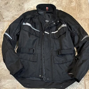 Men’s Firstgear Rush Hypertex Jacket L Black Full Zip Shoulder Elbow Pads Riding - Picture 1 of 11